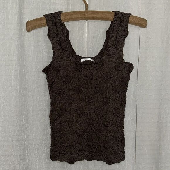 ALTAR’D STATE Blaire Chocolate Brown Seamless Floral Square Neck Wide Strap Cami - Picture 9 of 15
